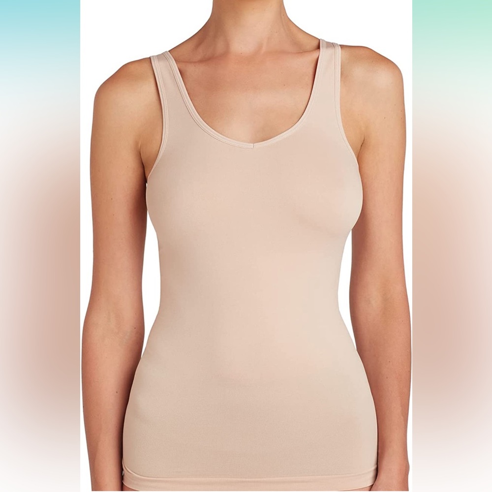 Ellen Tracy Womens Reversible V-Neck Tank Too XXL Scoop Neck Seamless Basic Cami